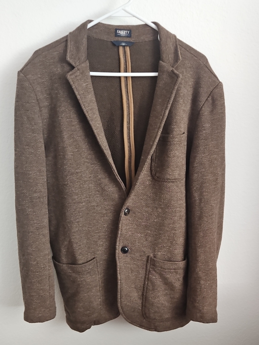 Faherty Reserve Mens Brown Inlet Herringbone Sport Coat Blazer Sz XL